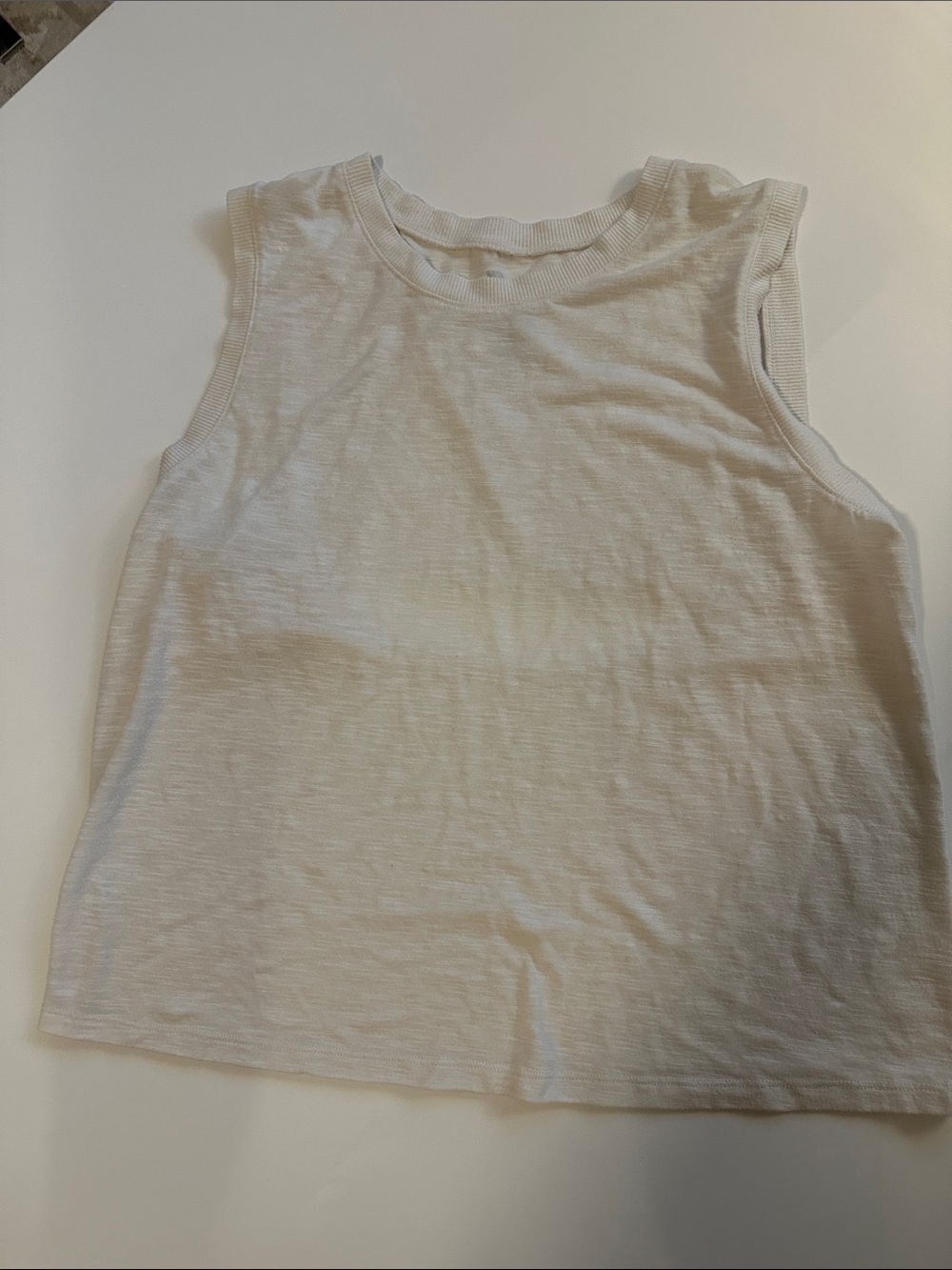 all in motion Neutral Cream Ribbed Neck Tank Top